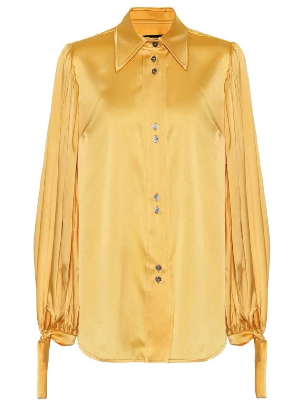 Ellery Monpi Balloon Sleeve Stretch Silk Satin Yellow Blouse US 10 NWT! $950